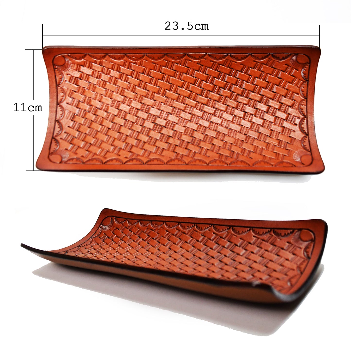 レザートレイ バスケット刻印(ブラウン)