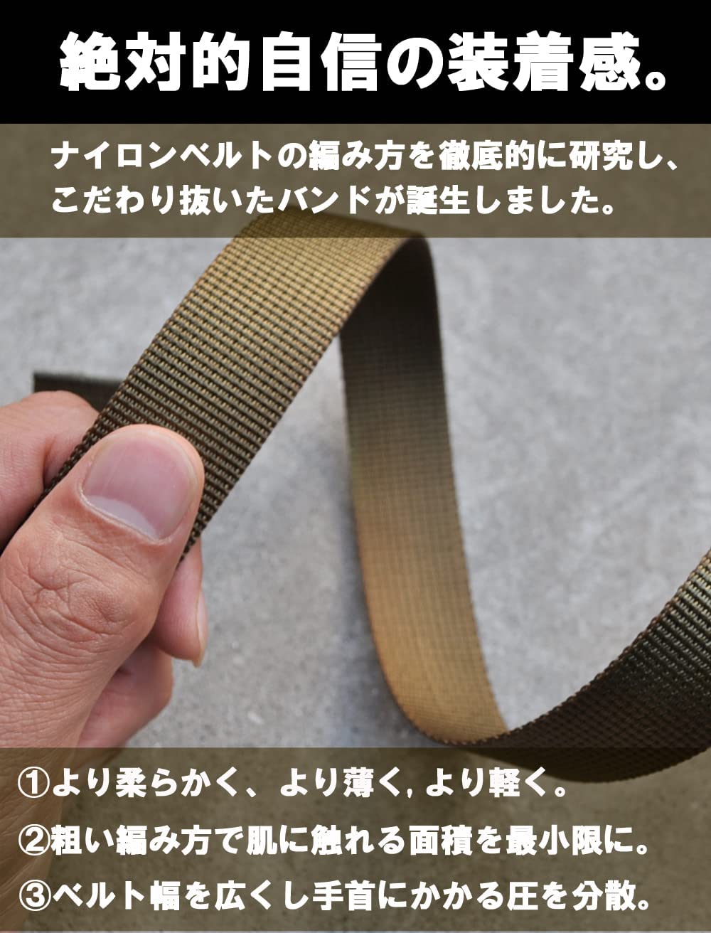 アップルウォッチ用 ミリタリー NATOベルト (穴革補強バージョン)