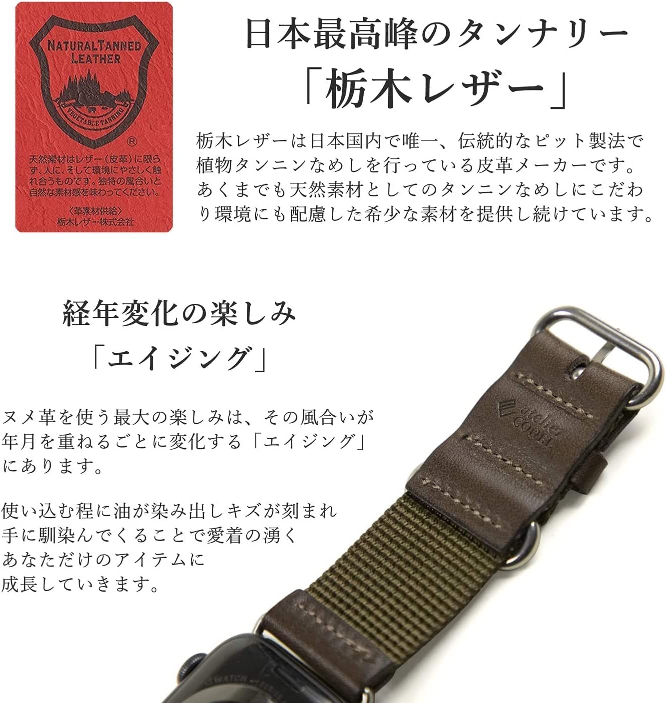 アップルウォッチ用 ミリタリー NATOベルト (穴革補強バージョン)