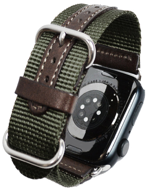 アップルウォッチ用 ミリタリー NATOベルト (穴革補強バージョン)